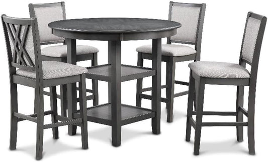 New Classic Furniture Amy 5-Piece Counter Dining Table Set, Gray