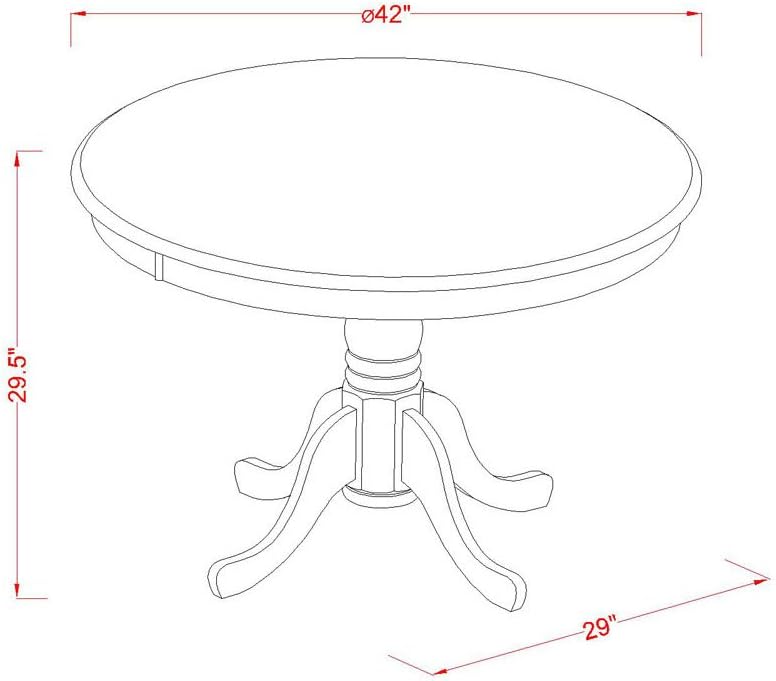 East West Furniture HBNF5-MAH-W 5 Piece Kitchen Table Set for 4 Includes a Round Dining Room Table with Pedestal and 4 Solid Wood Seat Chairs, 42x42 Inch, Mahogany