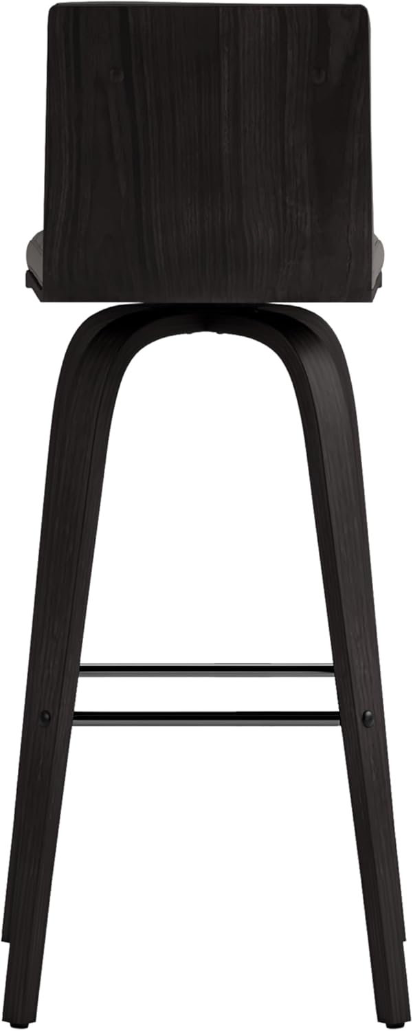 Armen Living Vienna 30" Swivel Bar Stool in Black Wood Finish with Gray Faux Leather - Set of 4