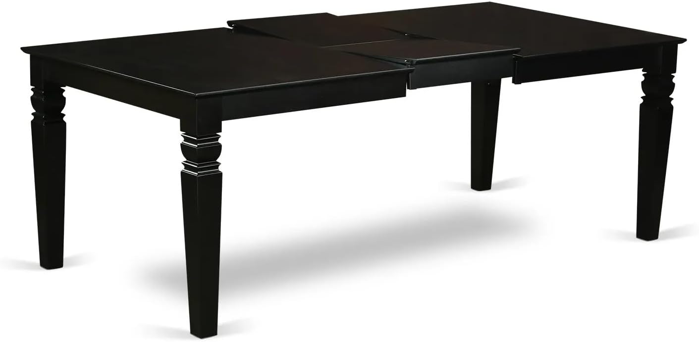 East West Furniture LGX25-BLK-30 -5 Piece Dining Set Includes a Rectangular Kitchen Table with Black Tabletop and 4 Stackable Polyester Fabric Chairs, Black
