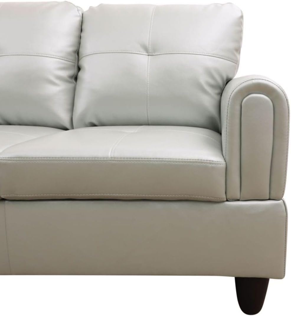 Silver Green L-Shaped 3-Piece Faux Leather Sofa with Storage Ottoman Set, Sectional Couch Sofa Set for Living Room, Office, Small Space