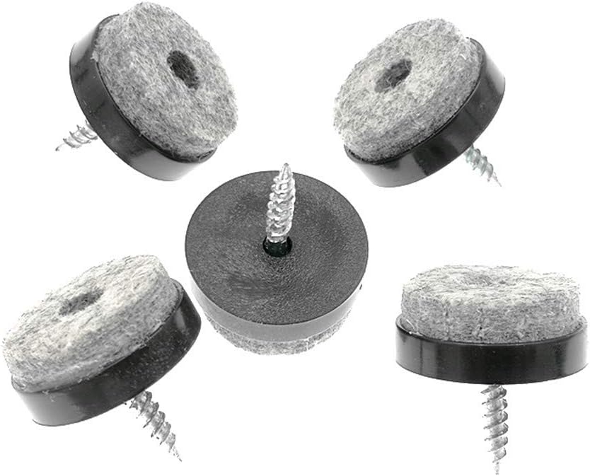 ALIMITOPIA 40pcs Screw-on Furniture Felt Pad Chair Glide Slider Hardwood Floor Protector for Wooden Leg Feet of Chair Table Furniture(Φ20mm or 0.8";Black)