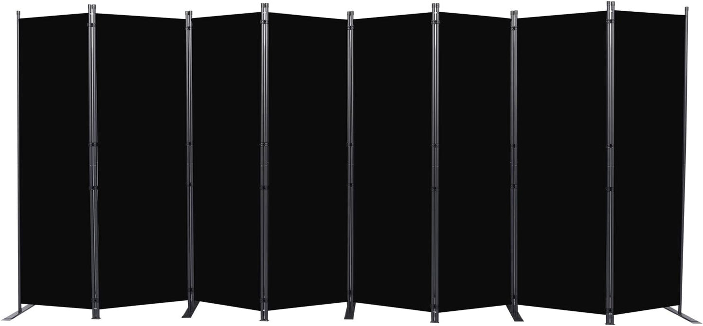 Room Divider, 8 Panel Folding Privacy Screens with Wider Support Feet, 6 Ft Portable Room Partition for Room Separator, 176" W X 71" H, Black