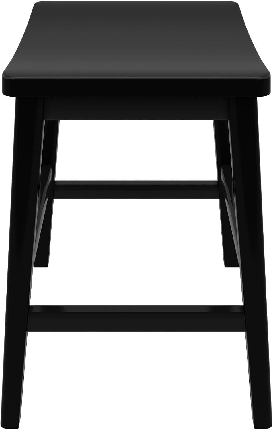 Plank+Beam Smythe Dining Stool, 18",Set of 4, Sturdy Wood Modern Kitchen Stool, Saddle Seat Backless Chair, Metal Footrest, Black