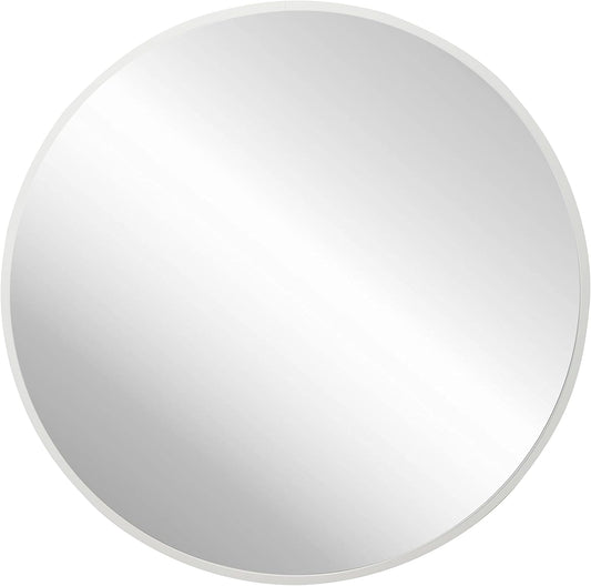 FrameWorks 28" Deluxe Contemporary White Circular Aluminum Mirror