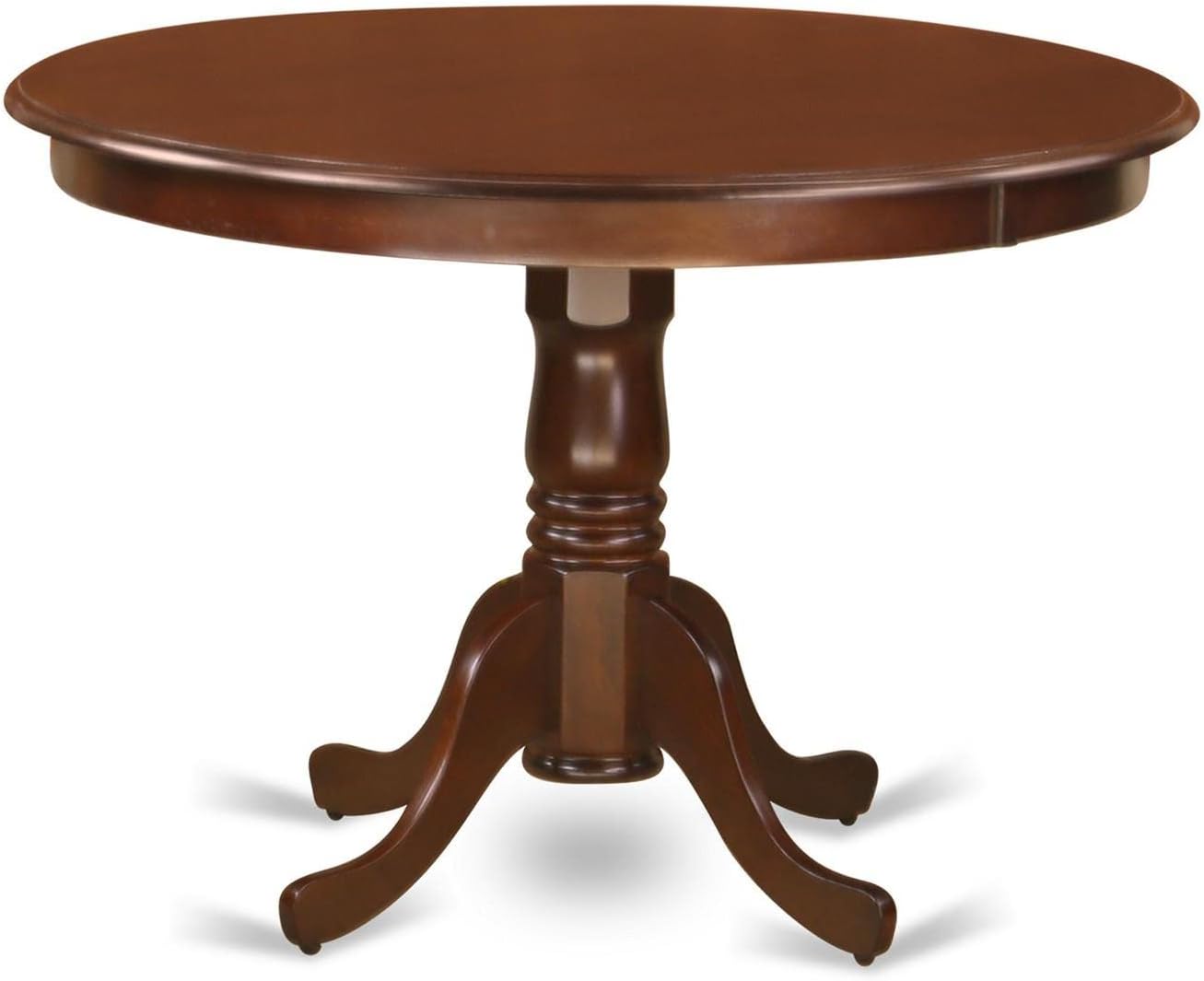 East West Furniture HLGA3-MAH-32 3 Piece Dining Room Table Set Contains a Round Dining Table with Pedestal and 2 Light Beige Linen Fabric Upholstered Chairs, 42x42 Inch, Mahogany