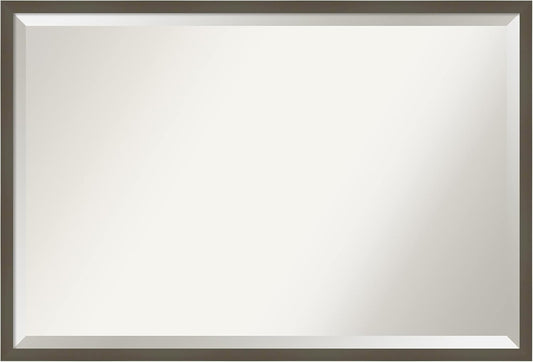 Amanti Art Grey Wall Mirror 25x37 Svelte Clay Grey Rectangle Bathroom Mirror for Wall Decor Living Room, Large Modern Wood Frame, Hangs Horizonally and Vertically, Bathroom Decor, Beveled Edge