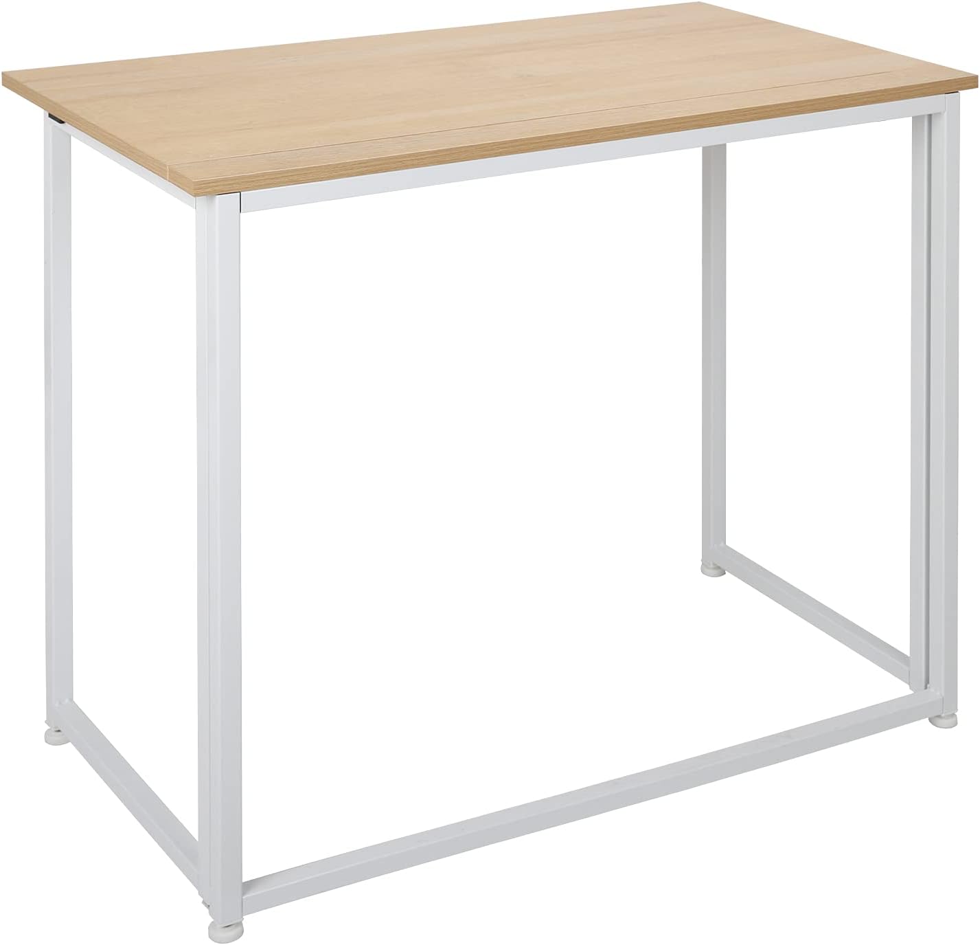 Leopard Folding Computer Desk for Small Spaces, Space-Saving Home Office Desk, Foldable Computer Table, Laptop Table, Writing Desk, Compact Study Reading Table (White/Nordic Walnut)