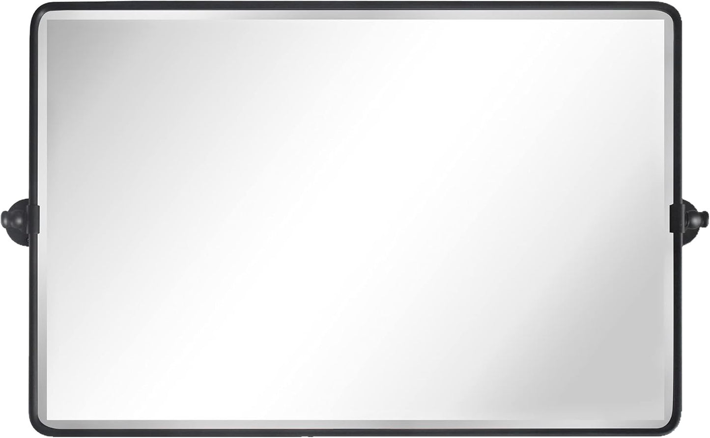 TEHOME Horizontal Pivot Mirror Black Tilt Mirror for Bathroom Beveled Metal Framed Pivoting Rectangle Bathroom Mirror, 35x23''