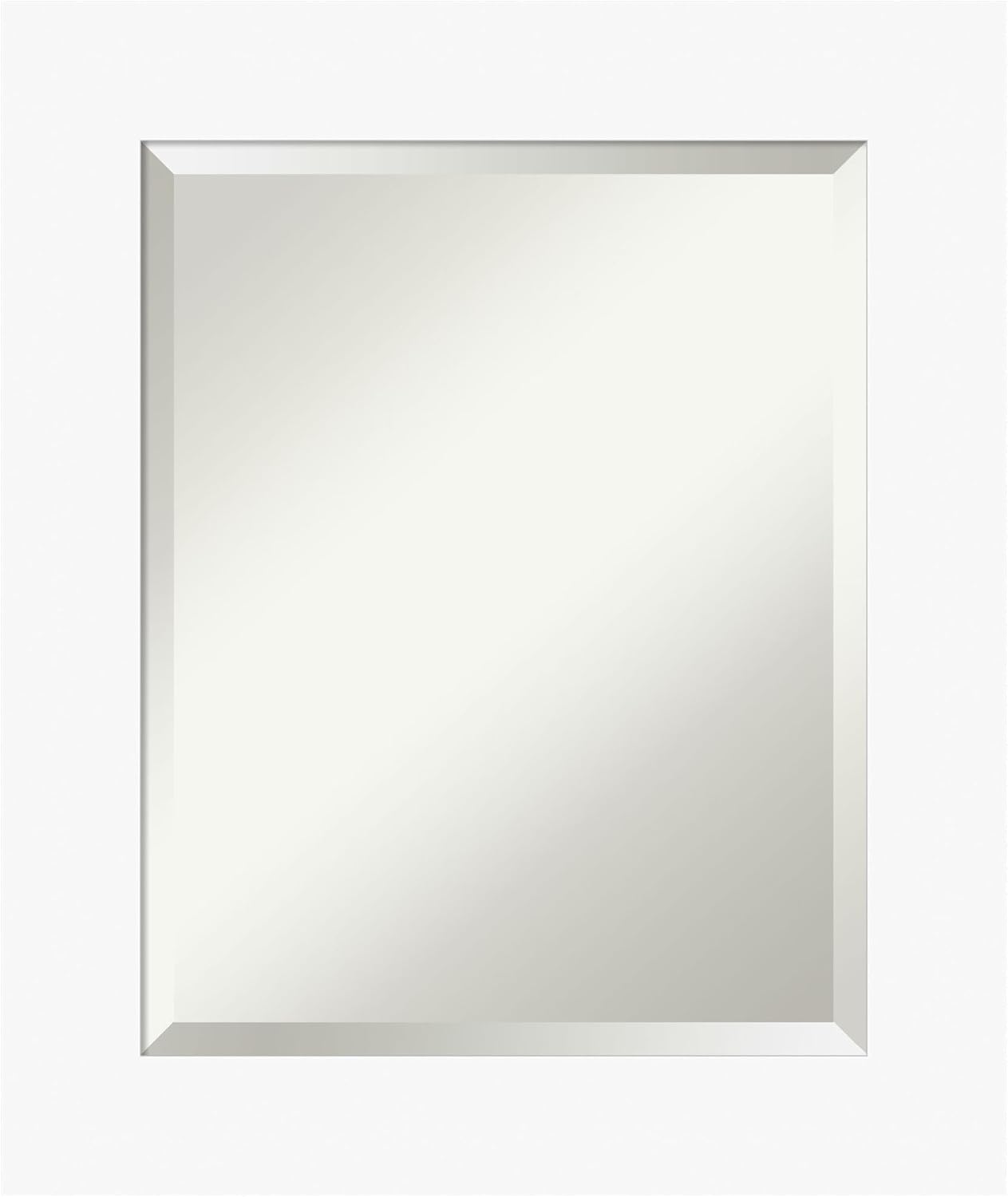 Amanti Art White Bathroom Mirror for Over Sink, 26x22 Basic White Rectangle Vanity Mirror, Small Casual Wood Frame, Hangs Horizonally and Vertically, Bathroom Wall Decor, Beveled Edge from WI, USA
