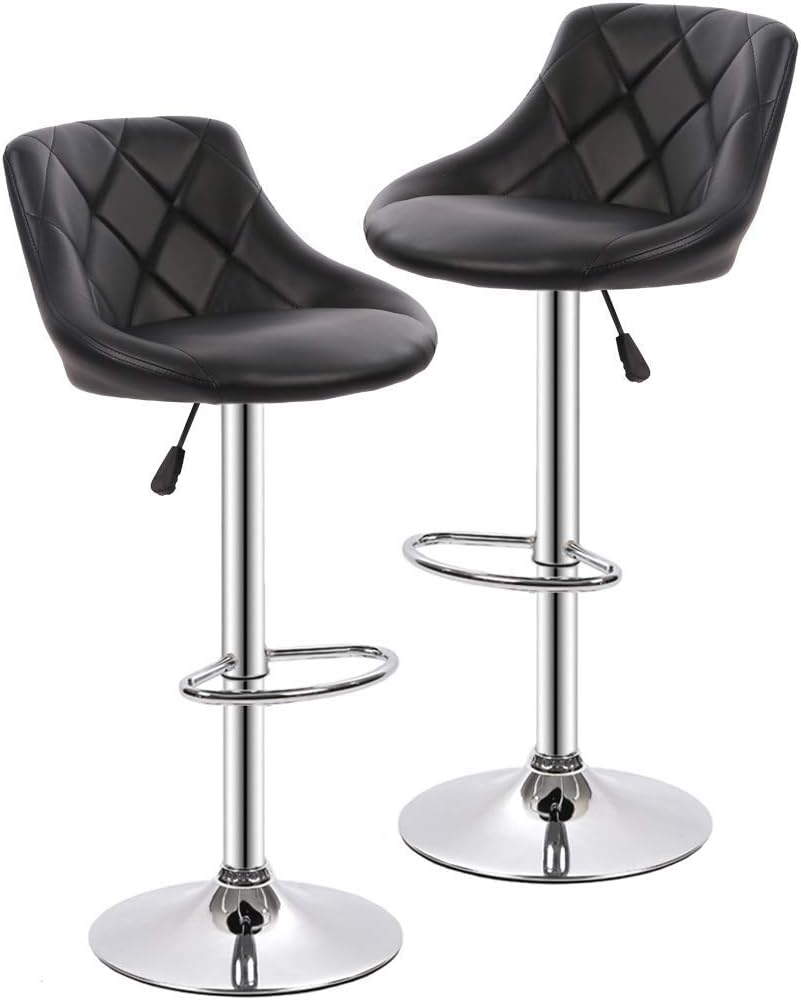 BestOffice Counter Height Bar Stools Set of 2 Bar Stools Swivel Stool Height Adjustable Bar Chairs with Back PU Leather Swivel Bar Stool Kitchen Counter Stools Dining Chairs