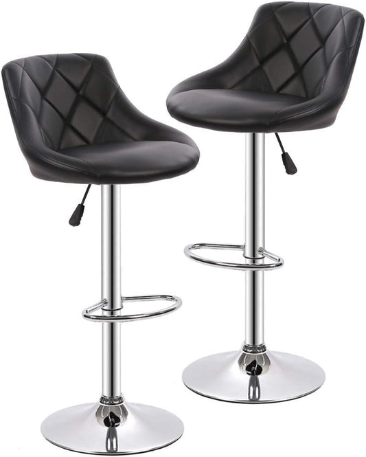 BestOffice Counter Height Bar Stools Set of 2 Bar Stools Swivel Stool Height Adjustable Bar Chairs with Back PU Leather Swivel Bar Stool Kitchen Counter Stools Dining Chairs