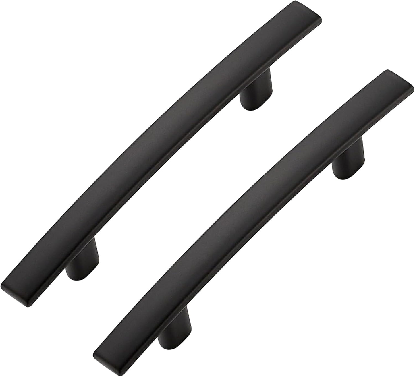 5 Pack Cabinet Handles 3" Hole Center - Curved Cabinet Pulls Black Drawer Pulls for Kitchen Cupboard Solid Hardware for Dresser Drawer Arch Hardware