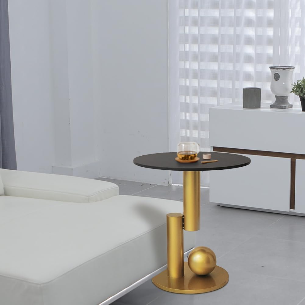 Side Table with Marble Top Metal Gold End Table Modern Sofa Side End Table Coffee Round Side Desk for Couch Living Room Bedroom