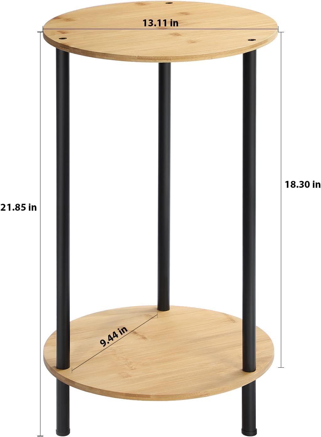 Small Round Table Set of 2, End Tables Living Room, Side Tables for Small Spaces, 2 Tiers Rustic Accent Tables, Night Stands for Bedrooms, Coffee Tables With Storage Shelf
