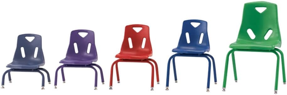 Berries Jonti-Craft 8124JC6008 Stacking Chairs with Powder-Coated Legs, 14" Height, Red, Pack of 6