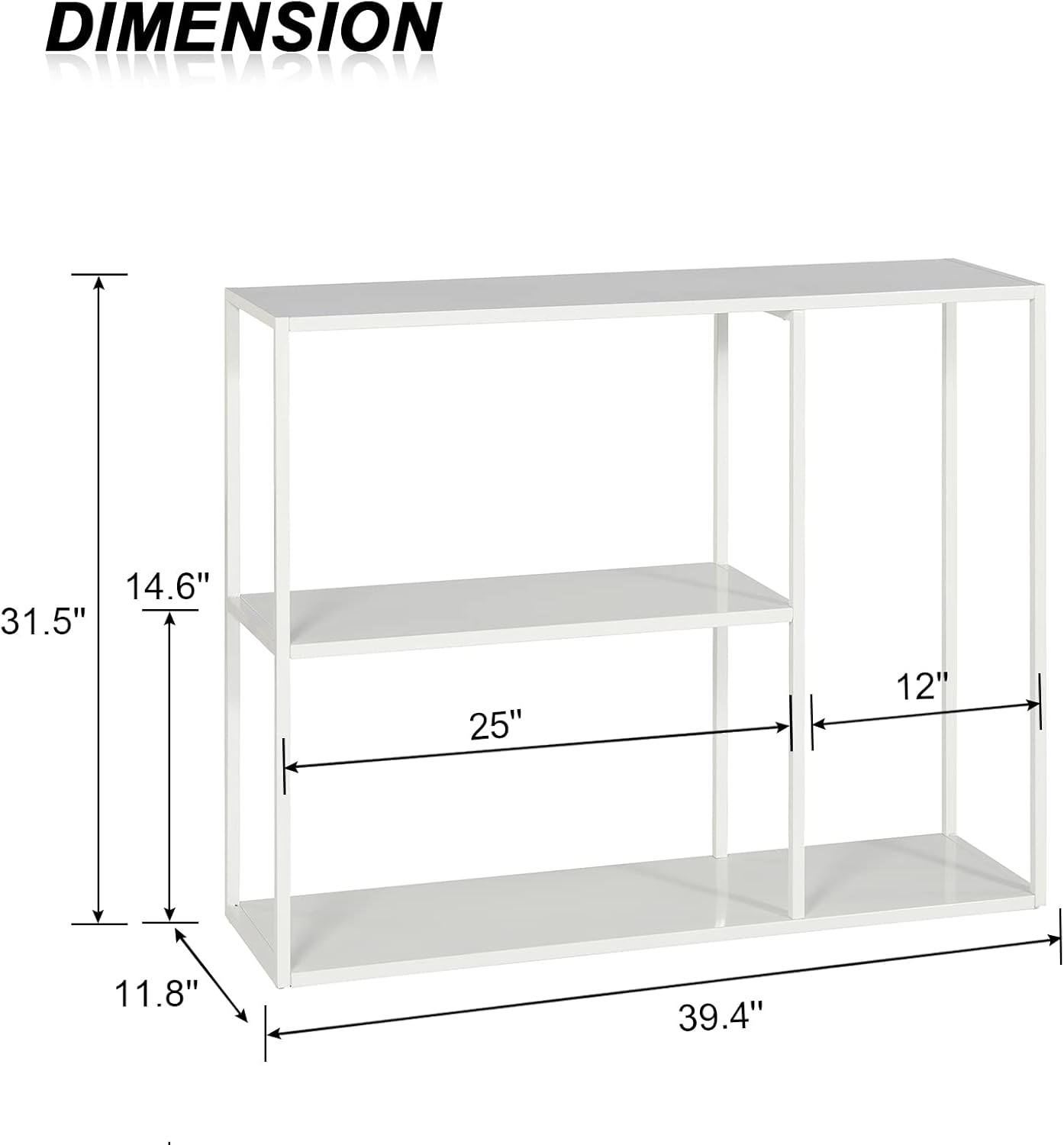 HDANI Console Table, Narrow Entryway Table, 3 Tier Metal Hallway Table, 11.8''Dx39.4''Wx31.5''H(White)