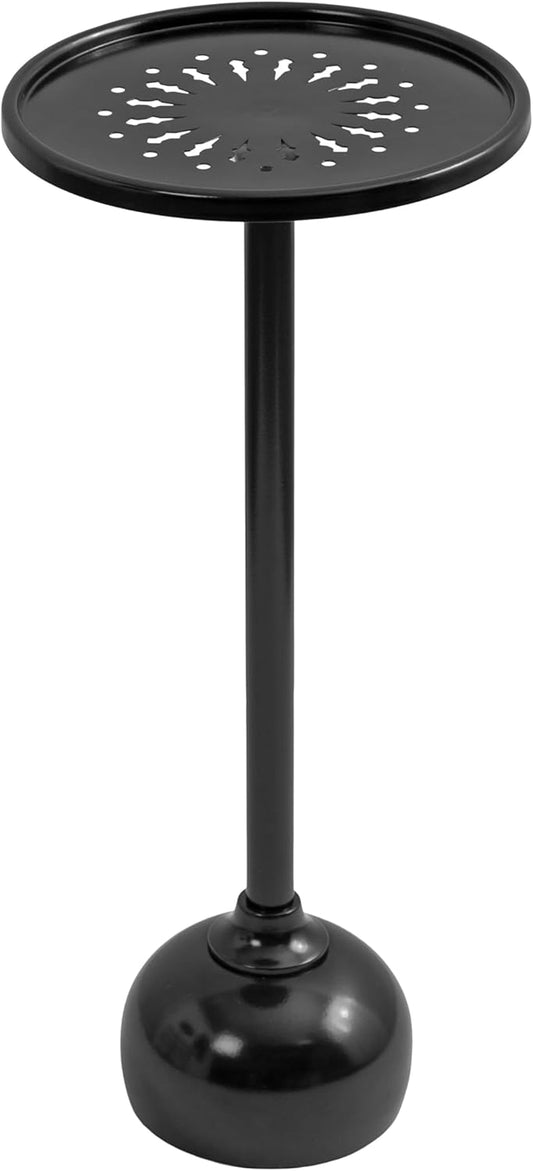 Kate and Laurel Miki Modern Pedestal Drink Table, 10 x 10 x 23, Black, Decorative Accent Patio Table for Use as Plant Stand Indoors or Outdoors or as a Living Room Martini Table