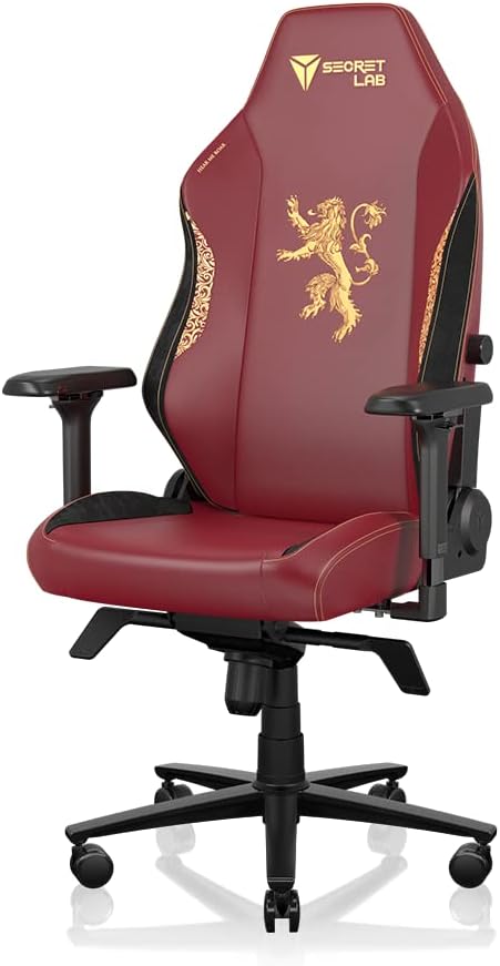 Secretlab Titan Evo House Lannister Gaming Chair - Reclining & Heavy Duty Computer Chair with 4D Armrests - Magnetic Head Pillow & Lumbar Support - Up to 395 lbs - Red/Gold - Leatherette