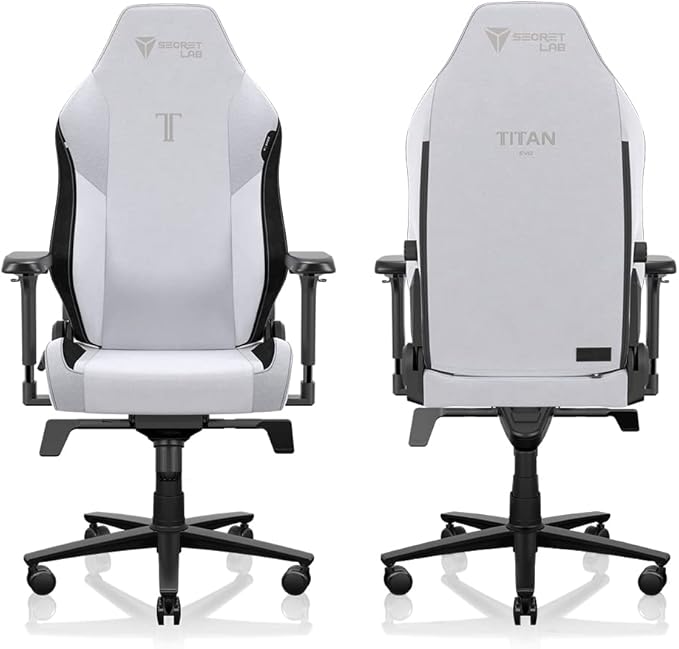 Secretlab Titan Evo Arctic White Gaming Chair - Reclining - Ergonomic & Comfortable Computer Chair with 4D Armrests - Magnetic Head Pillow & 4-Way Lumbar Support - Small - White - Fabric