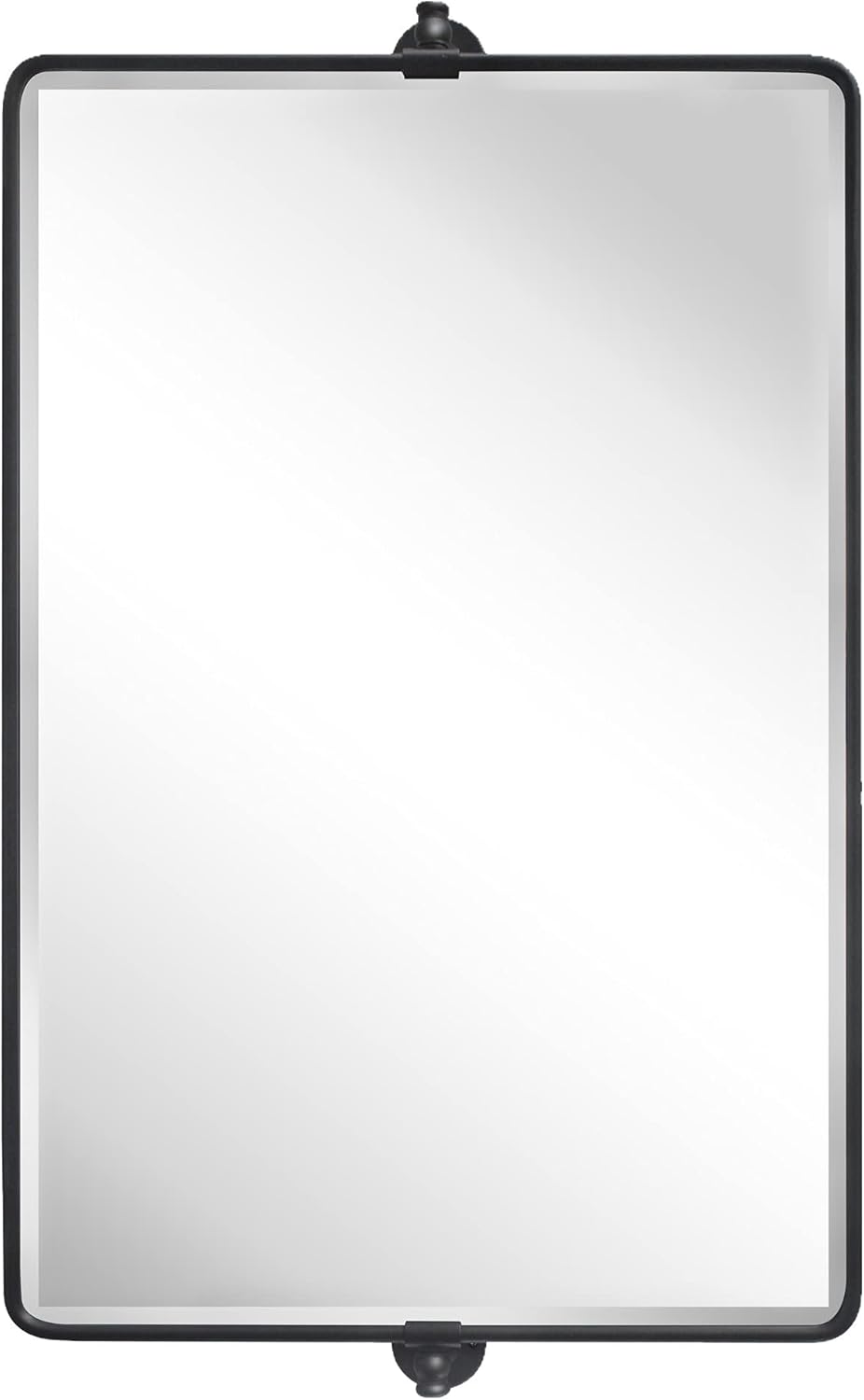 TEHOME Horizontal Pivot Mirror Black Tilt Mirror for Bathroom Beveled Metal Framed Pivoting Rectangle Bathroom Mirror, 35x23''