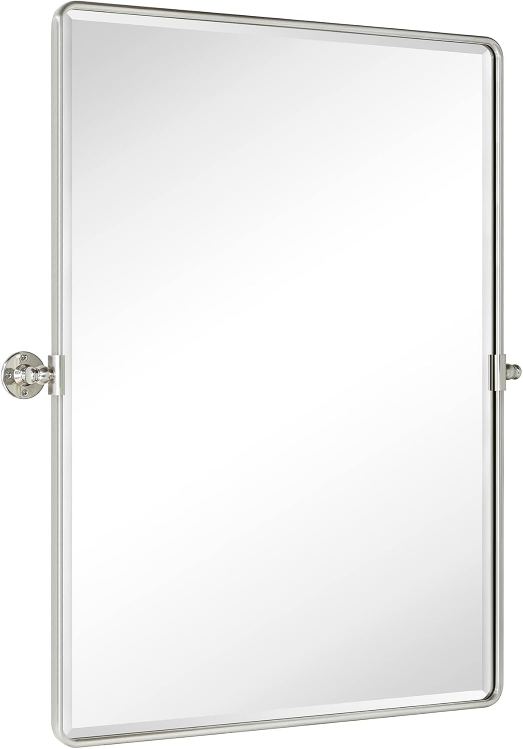 TEHOME 30x40'' Brushed Nickel Pivot Bathroom Mirror Tilt Vanity Mirror 40x30'' Brushed Silver Metal Framed Rectangular Tilting Beveled Vanity Mirrors for Wall, Vertical