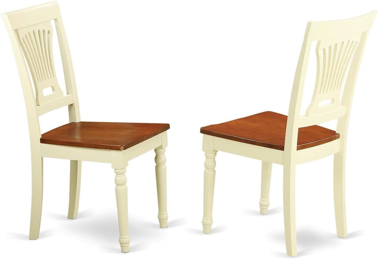 East West Furniture DLPL3-BMK-W 3 Piece Kitchen Table Set for Small Spaces Contains a Round Dining Table with Dropleaf and 2 Dining Room Chairs, 42x42 Inch, Buttermilk & Cherry