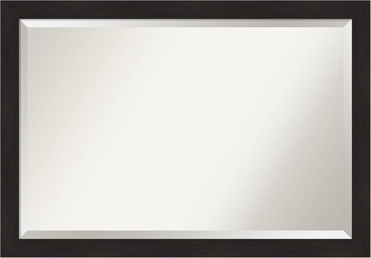 Amanti Art Brown Bathroom Mirror for Over Sink, 28x40 Furniture Espresso Narrow Rectangle Vanity Mirror, Large Casual Frame, Hangs Horizonally and Vertically, Bathroom Wall Decor, Beveled Edge