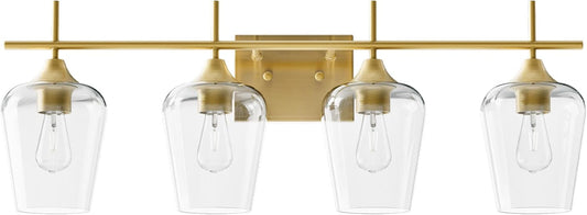 VONLUCE Bathroom Vanity Light, 4 Light Bathroom Light Fixture Over Mirror, Bathroom Wall Lamp with Clear Glass, Modern Gold Vanity Lighting fixtures for Bathroom, Bedroom, Hallway