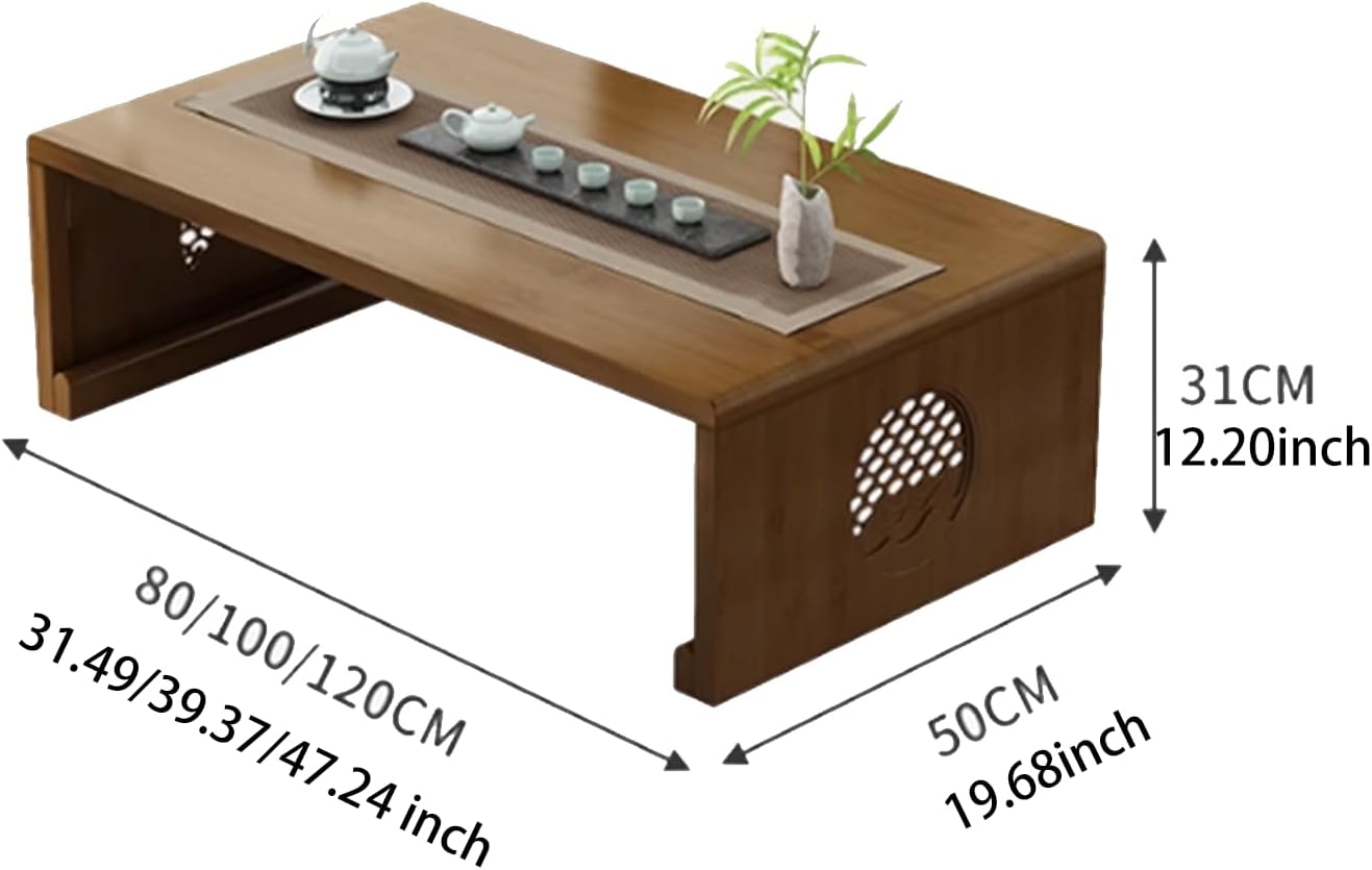 Folding Coffee Table Foldable Japanese Floor Table Low Table for Living Room,Dining Room,Tea,Tatami,Home Decoration (39.37 * 19.68 * 12.2 INCH)