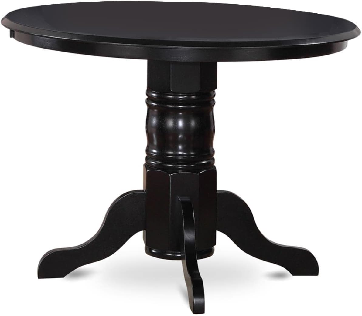 East West Furniture SHNO5-BLK-W 5 Piece Dining Set Includes a Round Dining Room Table with Pedestal and 4 Wood Seat Chairs, 42x42 Inch, Black