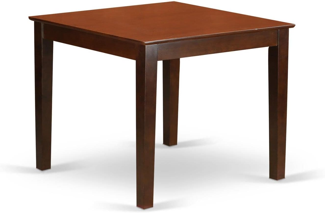 East West Furniture OXEL3-MAH-16 3 Piece Dining Set Contains a Square Dining Room Table and 2 Dark Khaki Linen Fabric Upholstered Parson Chairs, 36x36 Inch, Mahogany