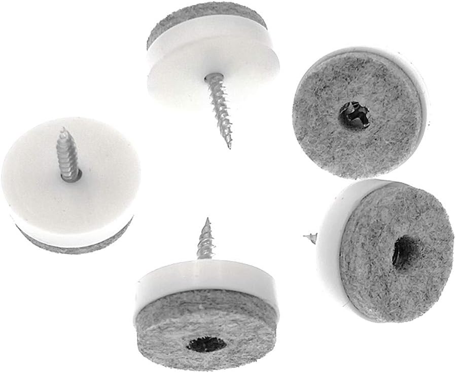 ALIMITOPIA 40pcs Screw-on Furniture Felt Pad Chair Glide Slider Hardwood Floor Protector for Wooden Leg Feet of Chair Table Furniture(Φ28mm or 1.1";White)