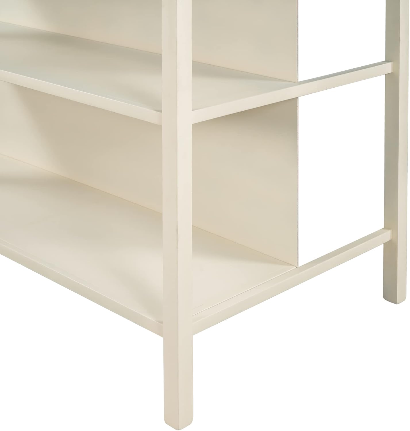 Ball & Cast 45" Solid Wood Rustic Stationary Kitchen Island,with 2 Shelves,Rubber Butcher Block Dining Table w/Shelf Half Full Open Side,for Dorm,Apartment,Walnut