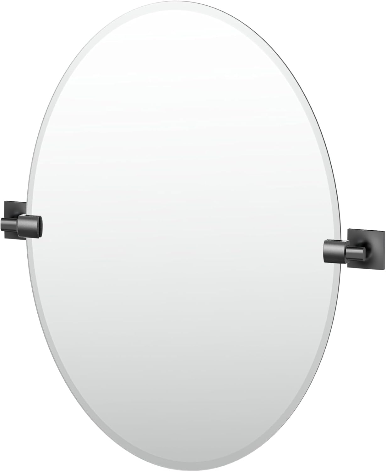 Gatco 5589MX Waterline Frameless Oval Mirror, 26.5 Inch, Matte Black