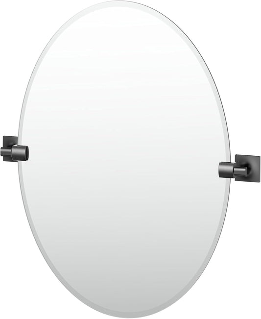 Gatco 5589MX Waterline Frameless Oval Mirror, 26.5 Inch, Matte Black