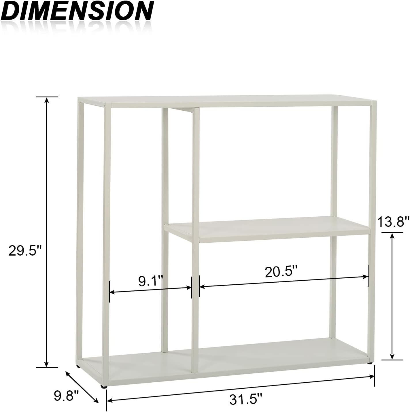 HDANI Console Table, Narrow Entryway Table, 3 Tier Metal Hallway Table, 9.8''Dx31.5''Wx29.7''H(White)