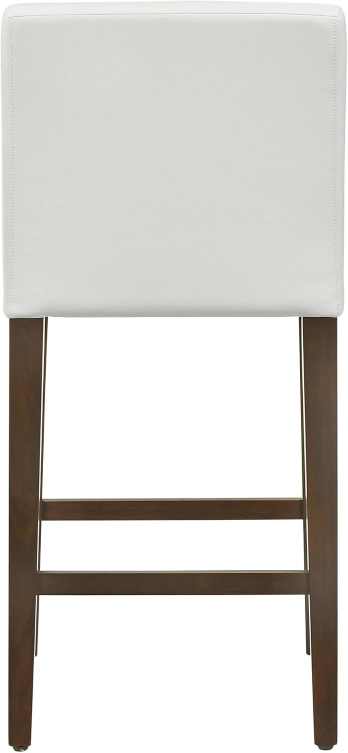 CHITA Counter Height Bar Stools Set of 2, 27" H Seat Height Upholstered Barstools, PU Leather in White