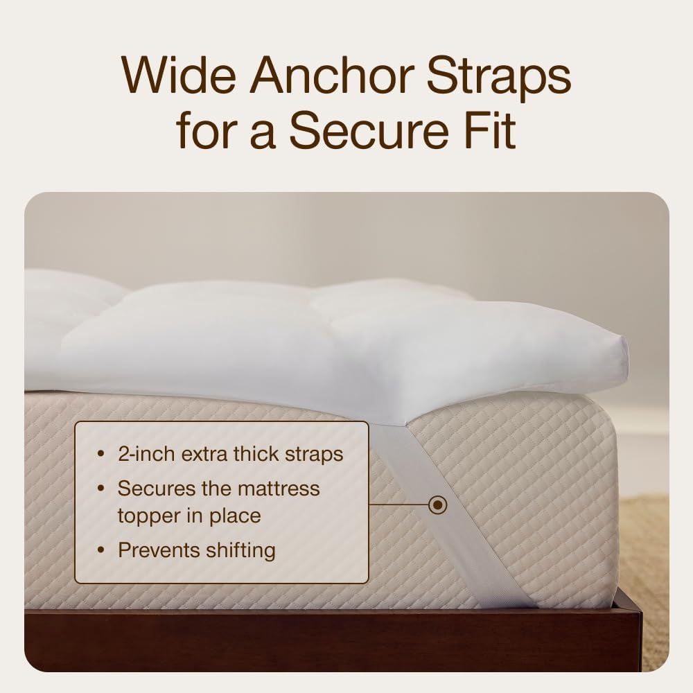 Coop Home Goods Essence Down Alternative Mattress Topper Cal King, Plush 2-Inch Gusset and Baffle Box Design for Even Support and Comfort, Premium Bed Topper for Pressure Relief, Oeko-TEX Certified