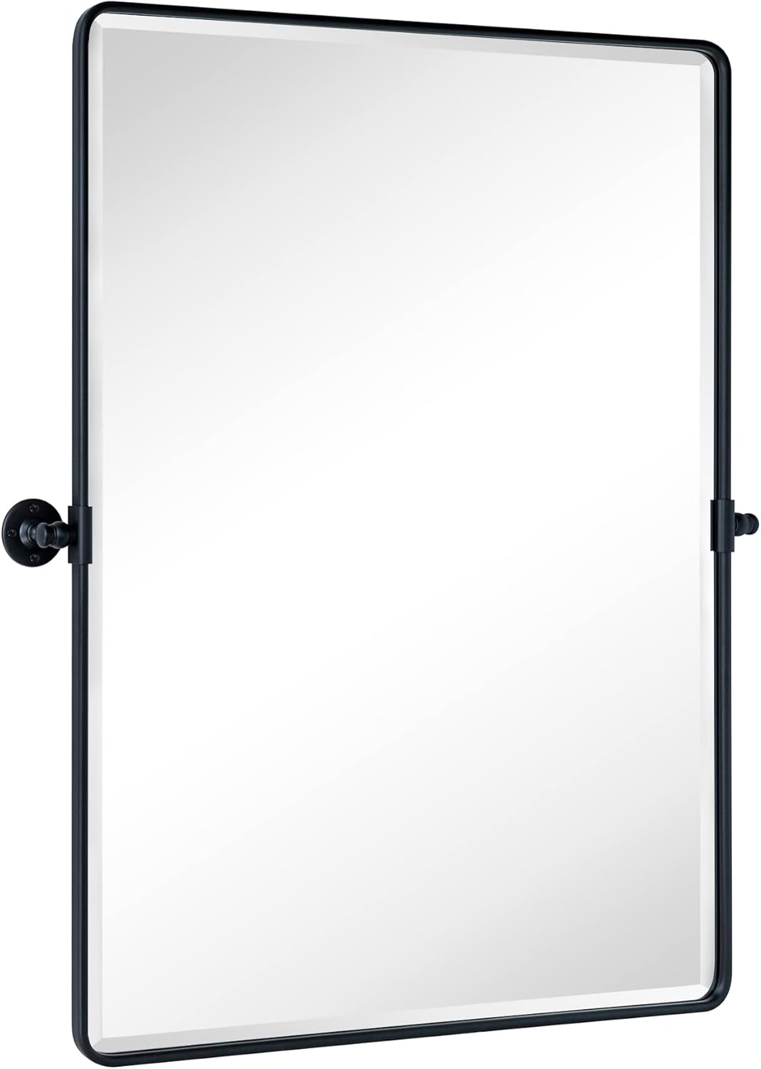 TEHOME 30x40 Pivot Mirror Matt Black Tilt Bathroom Vanity Mirror Large Black Metal Framed Rectangle Tilting Beveled Vanity Mirrors for Wall, Vertical Hanging