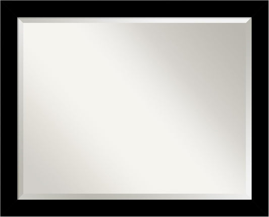 Amanti Art Black Bathroom Mirror for Over Sink, 26x32 Brushed Black Rectangle Vanity Mirror, Large Modern Contemporary Frame, Hangs Horizonally and Vertically, Bathroom Wall Decor, Beveled Edge