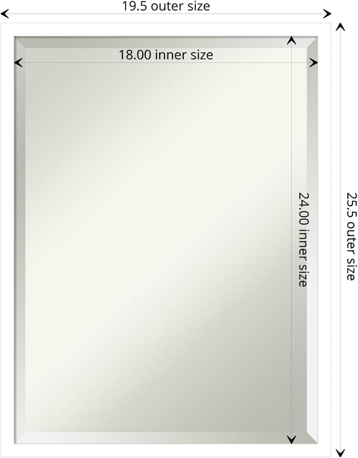 Amanti Art White Bathroom Mirror for Over Sink, 26x20 Svelte White Rectangle Vanity Mirror, Medium Modern Contemporary Wood Frame, Hangs Horizonally and Vertically, Bathroom Wall Decor, Beveled Edge