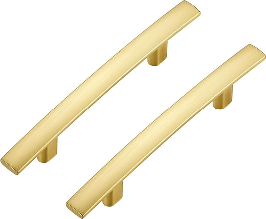 10 Pack Cabinet Handles 3" Hole Center - Curved Cabinet Pulls Brushed Brass Drawer Pulls for Kitchen Cupboard Solid Handles for Dresser Drawer Arch Closet Hardware