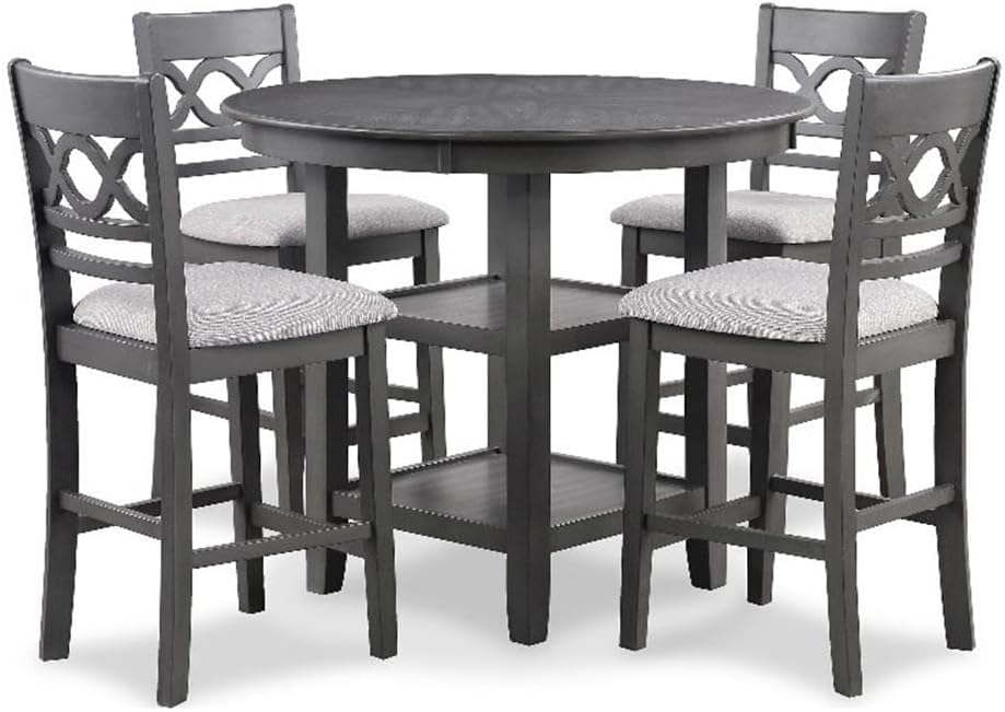 New Classic Furniture Cori 5-Piece Counter Dining Table Set, Gray