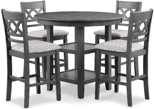 New Classic Furniture Cori 5-Piece Counter Dining Table Set, Gray