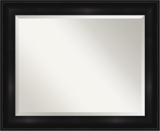 Amanti Art Black Bathroom Mirror for Over Sink, 28x34 Grand Black Rectangle Vanity Mirror, Large Casual Frame, Hangs Horizonally and Vertically, Bathroom Wall Decor, Beveled Edge