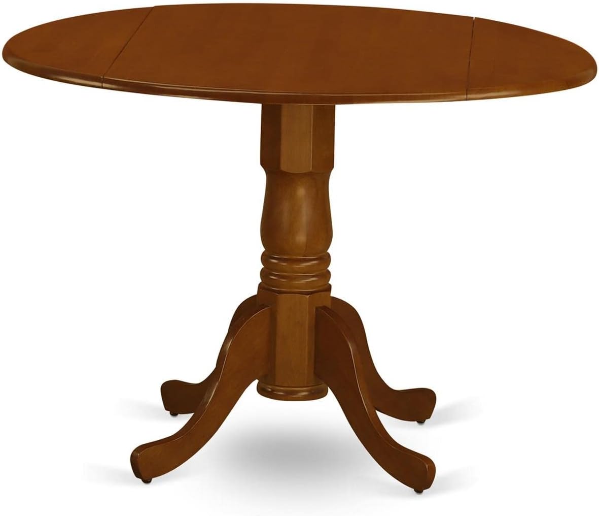 East West Furniture DLAV5-SBR-C 5 Piece Dinette Set for 4 Includes a Round Dining Table with Dropleaf and 4 Linen Fabric Dining Room Chairs, 42x42 Inch, Saddle Brown