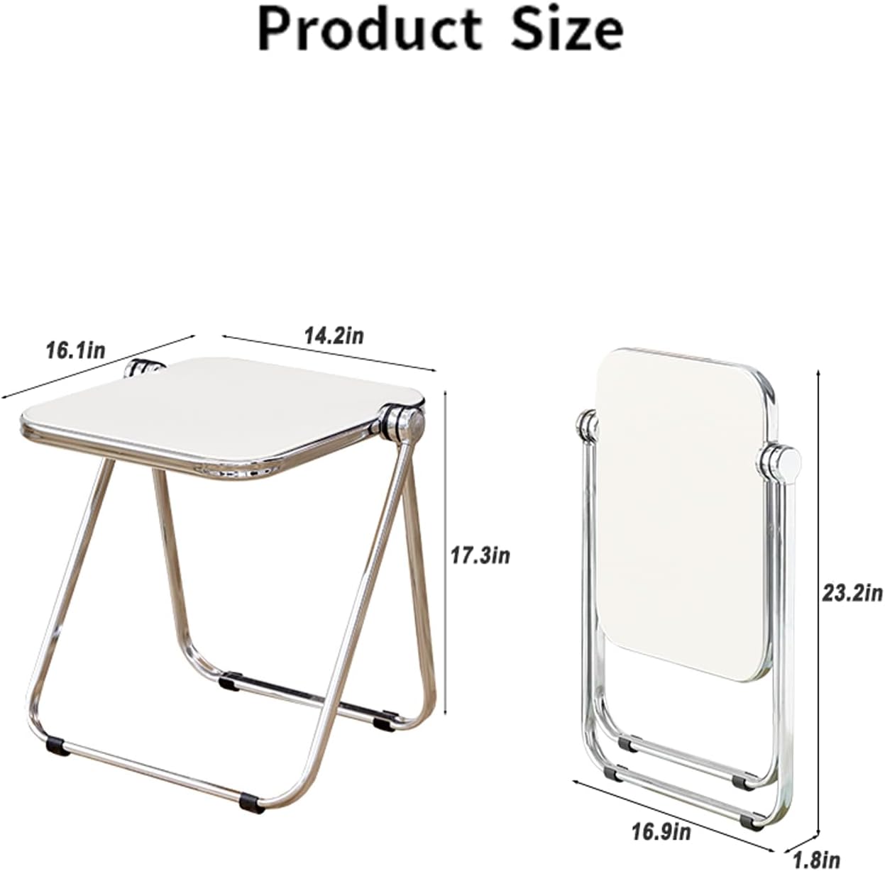 16.2" × 14.1" Acrylic Folding Table, Small Lightweight End Table for Living Room, Bedroom and Small Room, Sturdy Metal Frame with No Assembly Required, Space-Saving Storage Design (Tawny)