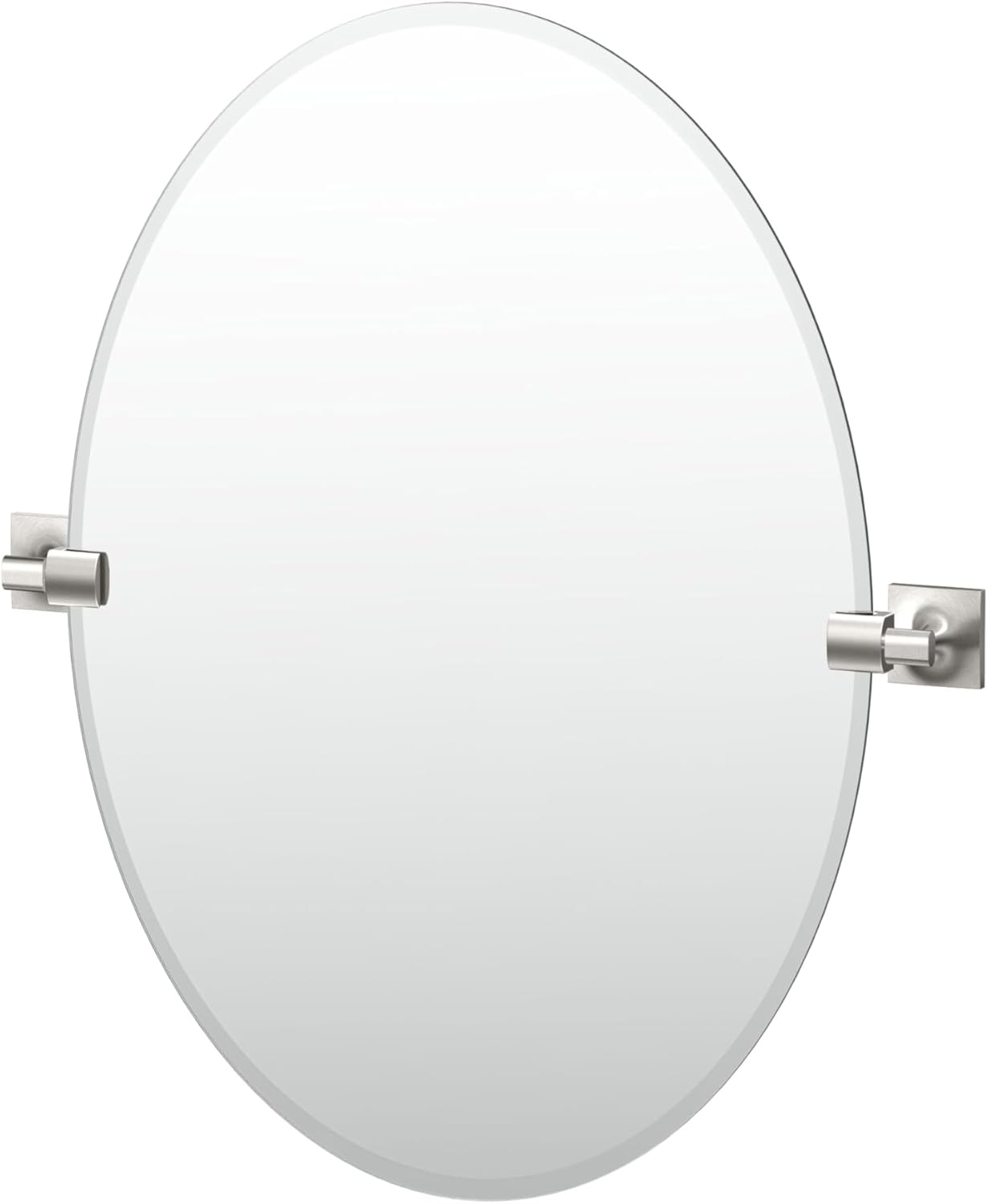 Gatco 5599 Waterline Frameless Oval Mirror, 26.5 Inch, Satin Nickel