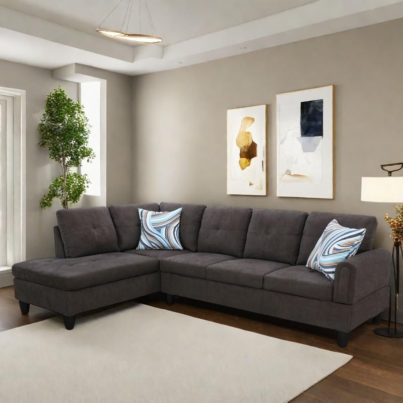 NAYSAYE Sectional Couch with Ottoman Storage, L Shaped Couch Sofa Furniture Sets, Modern Comfy Modular Comfy Sofa for Living Room Bedroom, Office and Apartment, Brown